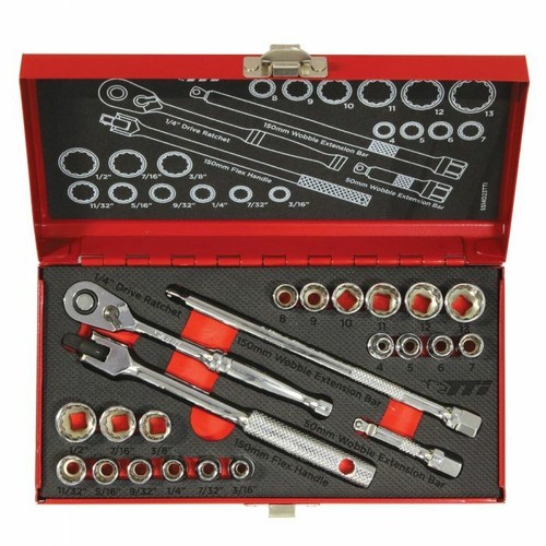 TTI 23 PIECE 1/4INCH DRIVE AF/METRIC SOCKET SET SS14D23TTI eBay