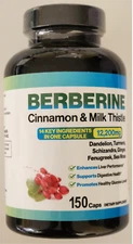 Berberine 12000mg with Ceylon Cinnamon 3000mg, Milk Thistle 150caps