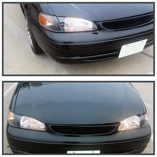 For 1998 1999 2000 Toyota Corolla Headlights Corner Lights Black Left Right 4pc - Picture 2 of 19