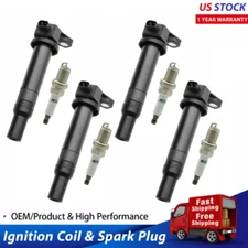4PCS Ignition Coils w/ Spark Plugs For 2006-2011 Hyundai Accent Kia Rio 1.6L L4