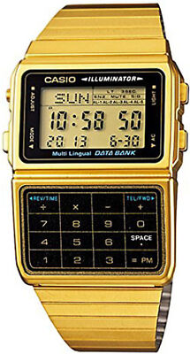 Casio DBC611G-1D Men's Gold-Tone Databank Telememo Calculator Watch