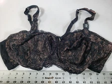 Curvy Couture Women’s  Sheer Mesh Plus Size Plunge T Shirt Bra, Black Hue with