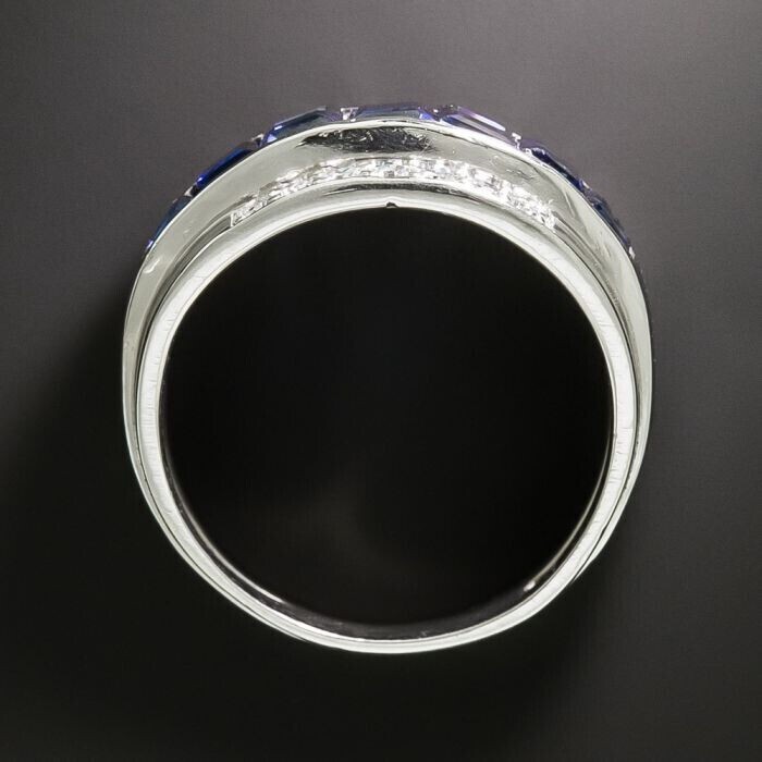 Princess Simulated Sapphire Men's Stunning Wedding Ring In 14k White Gold Plated