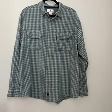 Woolrich Button Down Shirt Men's Size Large Blue Plaid Roll Tab