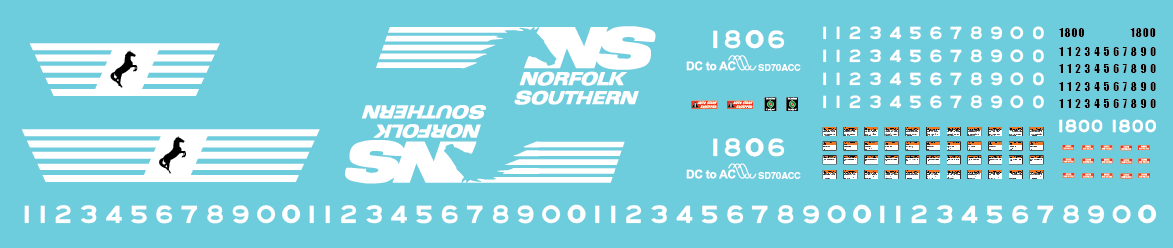 N scale - Norfolk Southern SD70ACC Decal Set