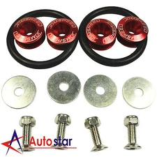 New Universal Red Aluminum Quick Release Car Bumper Fender Trunk Hatch Lid Kit