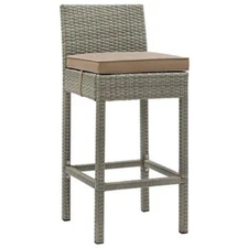 Modway Conduit 30" Patio Bar Stool in Light Gray and Mocha