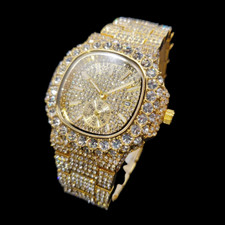 Full Ice Date Special Minute Hand Iced Out Diamond Watch, Men Hip Hop Watch
