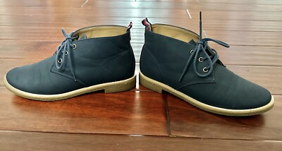 Tommy Hilfiger Navy Blue Chukka Ankle Boots Faux Leather Sz  display picture 3