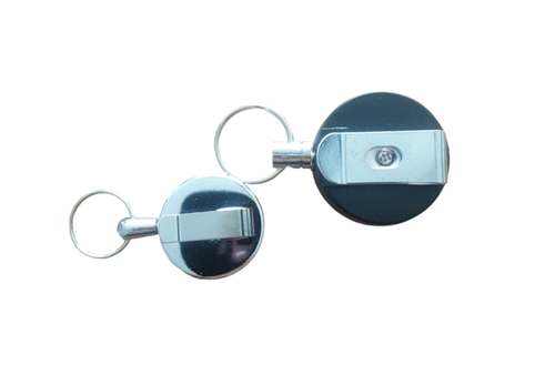 Set Recoil Extendable Metal Wire Key Chain Ring Clip Pull Keyring Retracting - Foto 4 di 5