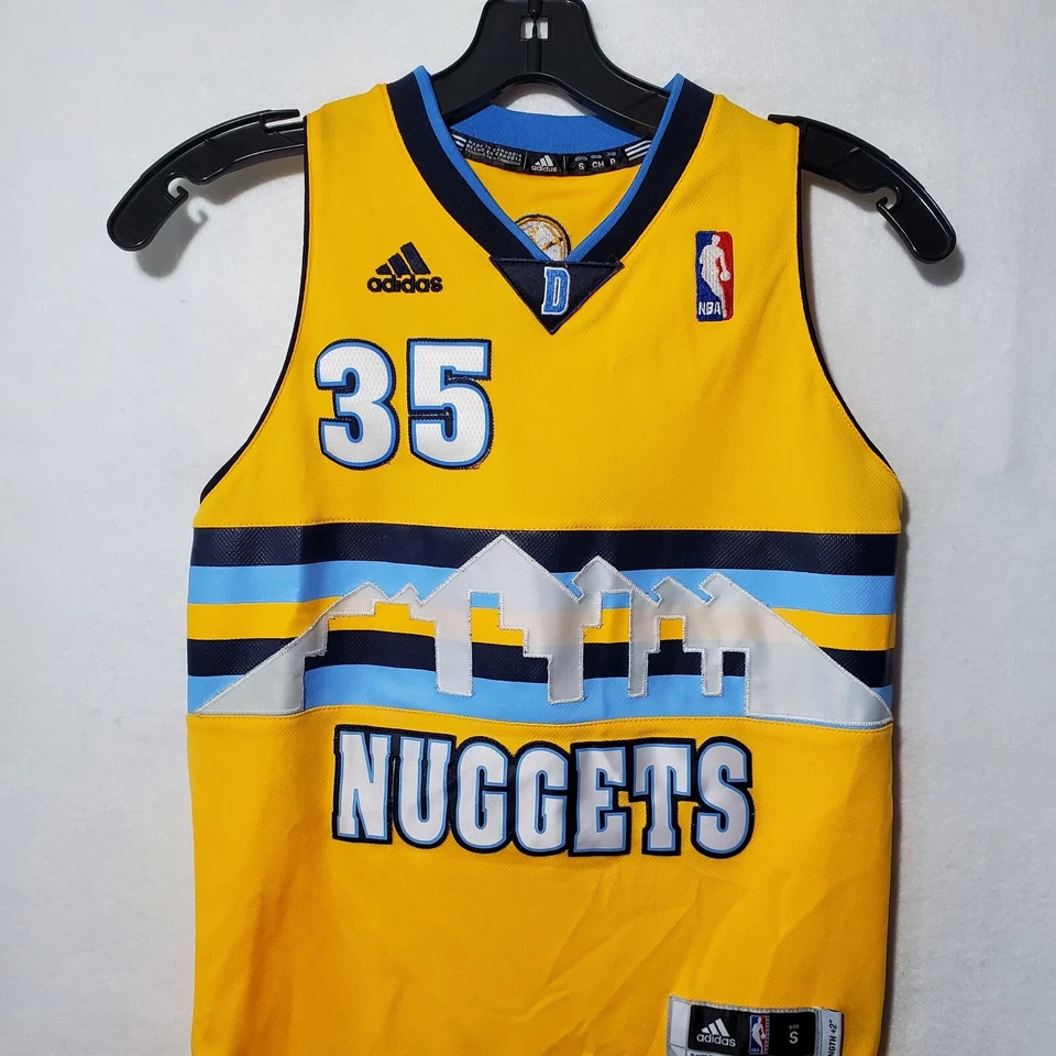 Camiseta Kenneth Faried #35 Denver Nuggets Juvenil Pequeña Amarilla Adidas Niños Foto 2 de 4