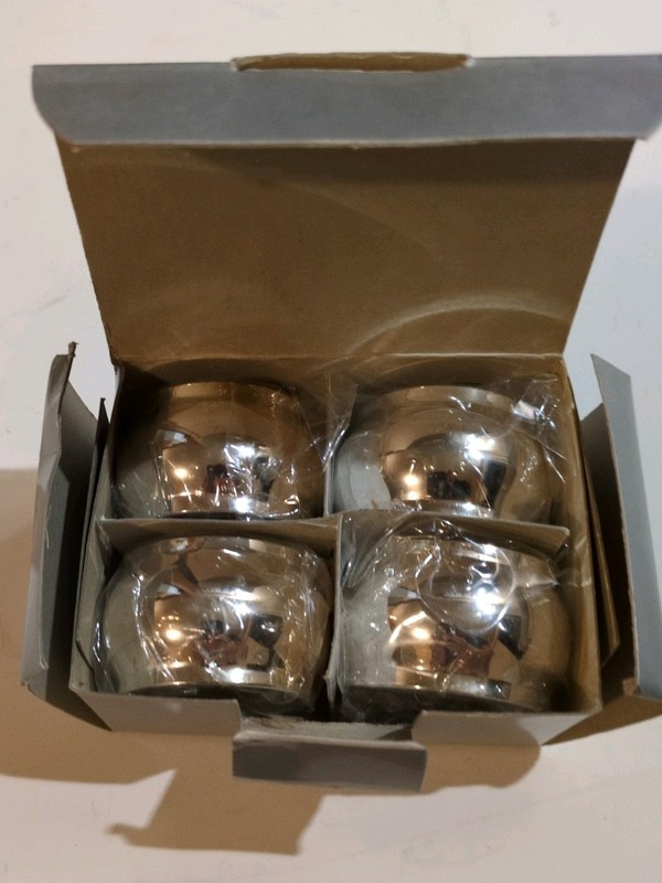 New In Box Royal Limited Silver Plated Napkin Rings, Set Of 4