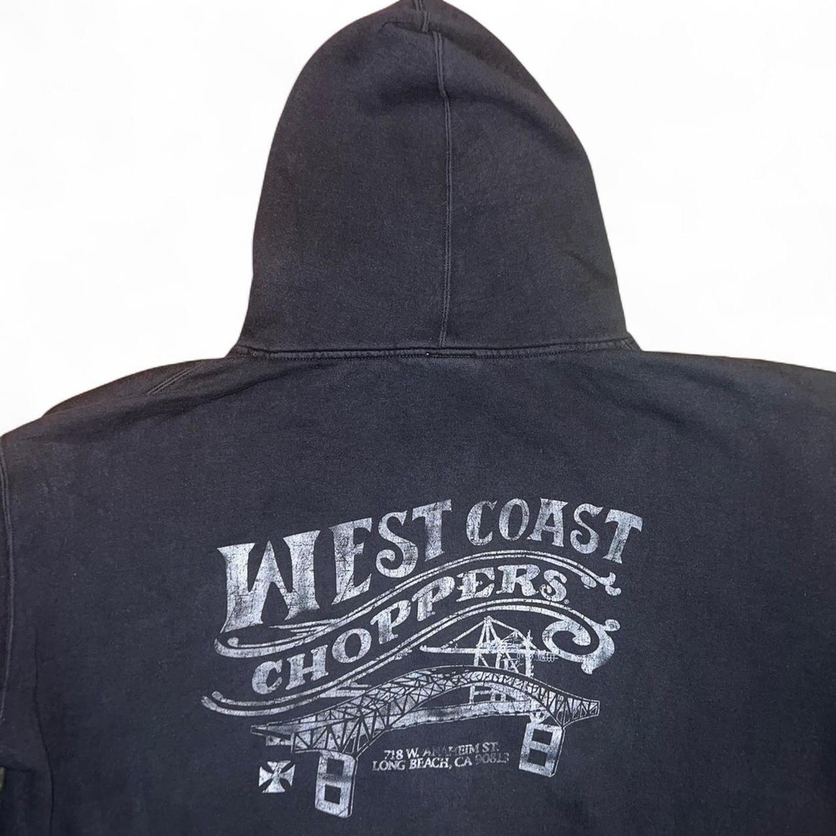 Y2K Vintage West Coast Choppers Zip Up Black Hoodie Sweatshirt XXL