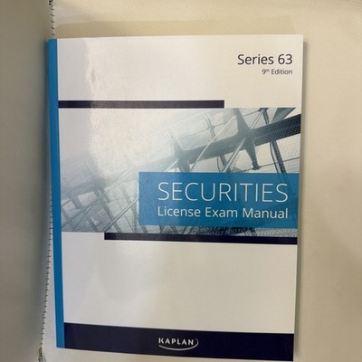 Updated 2025 Kaplan Series 63 Securities License Exam Manual Class Notes 9th Ed
