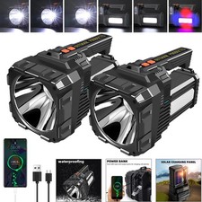 2 Pack 10000000LM Spotlight Rechargeable Flashlight Super Bright Handheld Torch