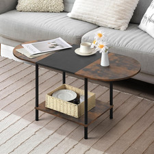 Coffee Tables for Living Room,2-Tier Small Coffee Table Farmhouse Oval Center Ta