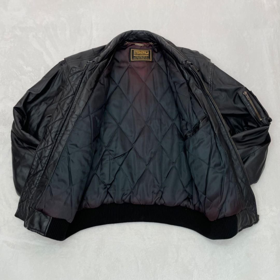 STEINER Type A-2 Leather Flight Jacket, Size L, Black image 10