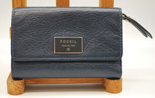 Fossil Navy Leather Wallet Purse