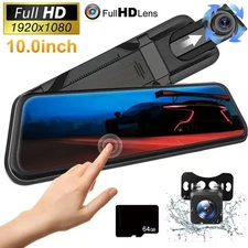 10" Rearview Mirror Dash Cam 1080P DVR Dual Camera Car Front Rear Video Recorder