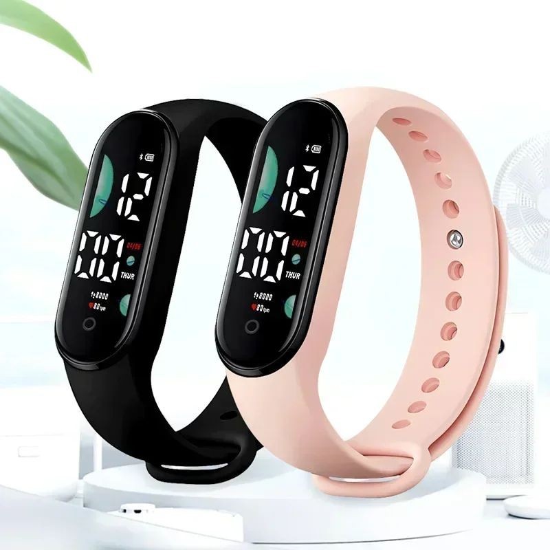Fashion LED digital sports watch for women, simple silicone design, waterproof,