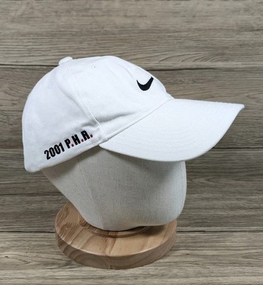 Nike Mütze Cap weiß Y2K 2001 Swoosh Strapback Herren Vintage bestickt Spruch