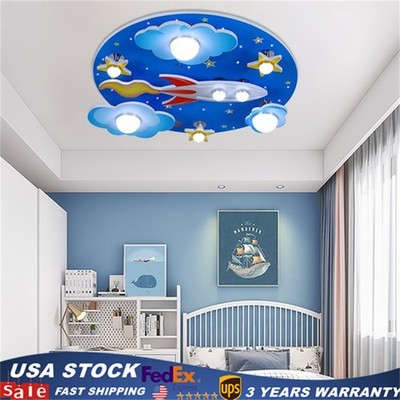 Cartoon Plane Ceiling Light Aircraft Children Pendant Lamp Kids Room Chandelier!