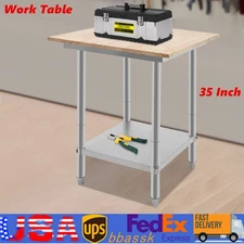 Kitchen Work Bench Catering Table Worktable with Undershelf Stainless Steel