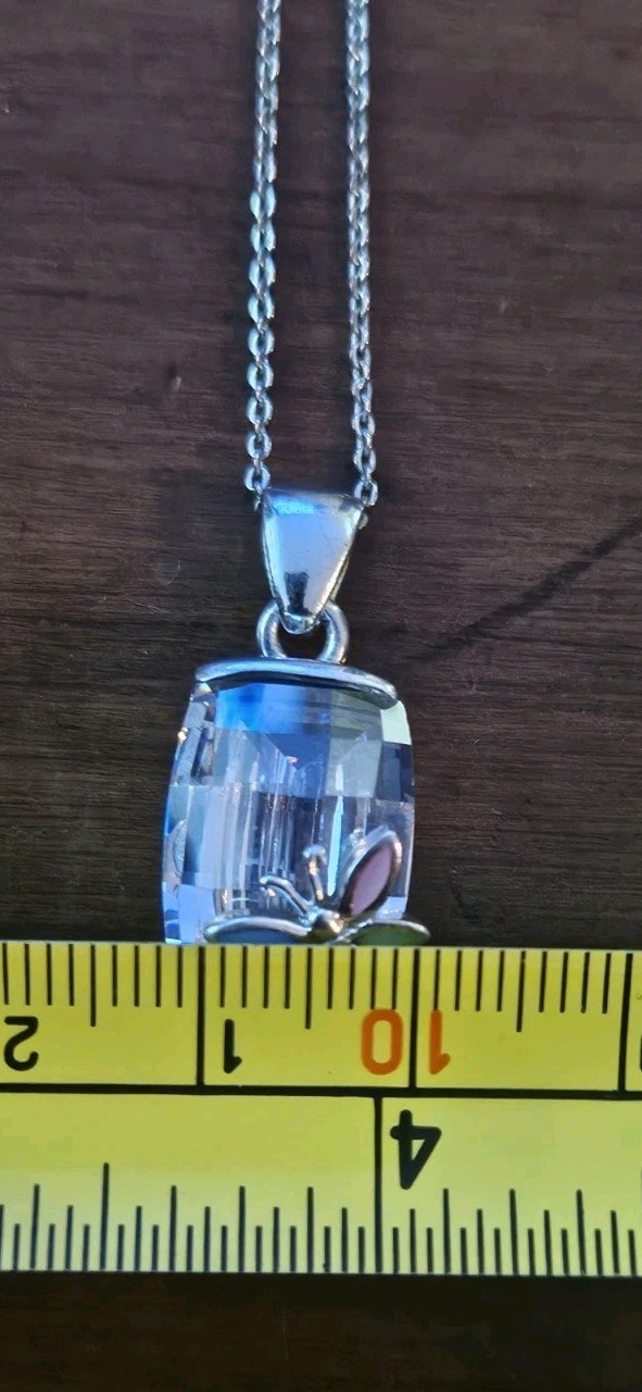 925 Rectangle Crystal Colored Stone Butterfly Nec… - image 5
