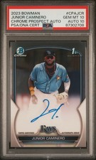 2023 BOWMAN CHROME PROSPECT 1ST AUTO CPAJCR JUNIOR CAMINERO PSA 10/10 DUAL GRADE