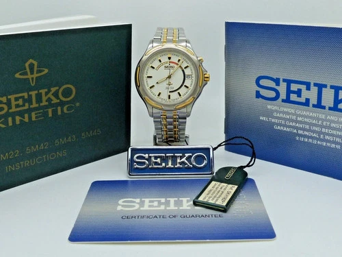 SEIKO Kinetic SKH182 Watch NOS Serviced New Capacitor 5M43-0C40 Vintage