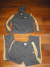Adidas Vintage Track Suit Warm-up Women's L Black/Orange 77B