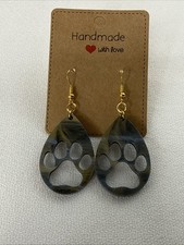 Dog Paw Print Multicolor Pearlescent Acrylic Earrings W/ Hypoallergenic Hooks