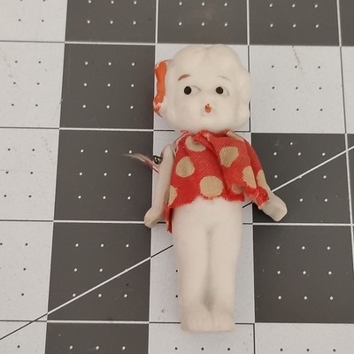 Vintage Bisque Doll with Red Polka Dot Dress for Ages 4-7 and 8-11 Years
