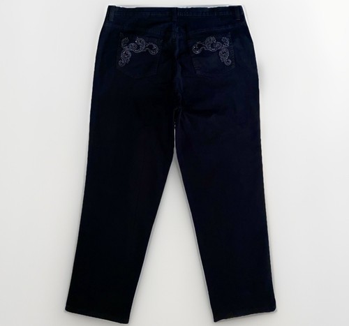 Jeans adelgazantes negros Gloria Vanderbilt talla 18W bolsillos bordados Amanda
