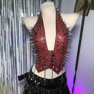 PU Leder Haltertop Y2K Style Harajuku Punk Rock Fairy Emo Goth