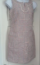 Talbots Dress 8 Patriotic Patchwork NWT Sleeveless Lined Lightweight Seersucker