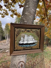 Cutty Sark Mirror 1869 British Clipper Ship Whiskey Pub Bar Vintage 1980s 