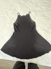 Monteau Fit & Flare Midi Dress Womens Extra Large Black Spaghetti Straps Zip
