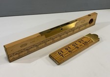 VINTAGE RABONE BHAM BOXWOOD 12 SPIRIT LEVEL No 1370 & 4 FOLD RULER No 1167