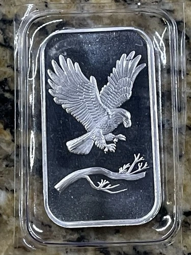 Silvertowne Eagle Prospector Vintage Silver Bar 1 OZ Troy Ounce .999 Bullion