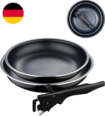 BERGNER Black Edition | Pfannenset 3- Teilig 22 Und 26 Cm + Abnehmbarer Ergonomi