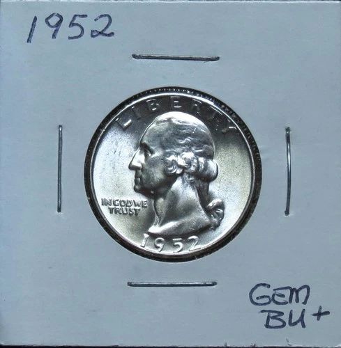 1952,  Gem BU+ Wash. Qt. Problem Free. 5J3CRCS (Perfect)