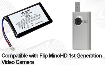 HQRP Replacement Battery For Flip MinoHD 1st Gen Video Camera - 1000mAh Li-Ion Power Pack