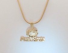 14K Solid Gold Penn State University Necklace Nittany Lions Football 18 