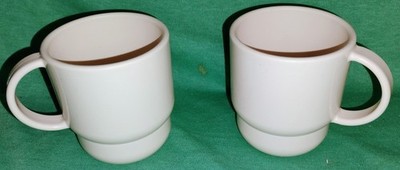 Vintage Tupperware Set Of 2 Stackable DINNERWARE Mugs #2224A Dusty Rose