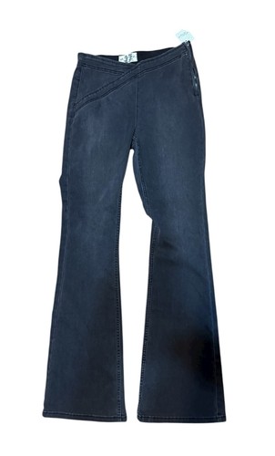 Free People We The Free Pull-On Flare Jeans Crossfront Black Denim Size 27 NWT