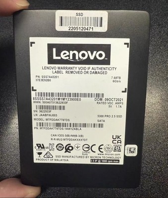 Micron Lenovo 5300 PRO 7.68TB 2.5'' SATA 6Gb/s SSD MTFDDAK7T6TDS-1AW1ZABLA 