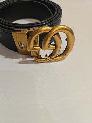 GUCCI Made Italy 397660 AP00T 105.42 _314351 Belt Leather Metal Black Gold Women