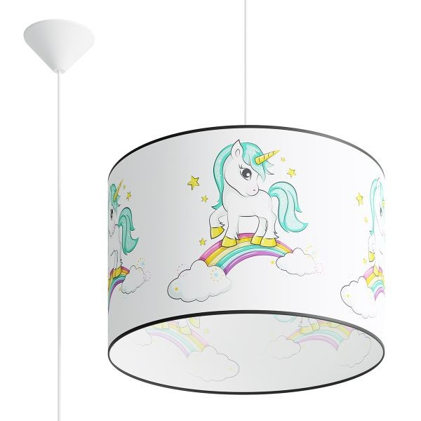 Suspension multicolore E27 1 licorne 40 lustre plafonnier chambre