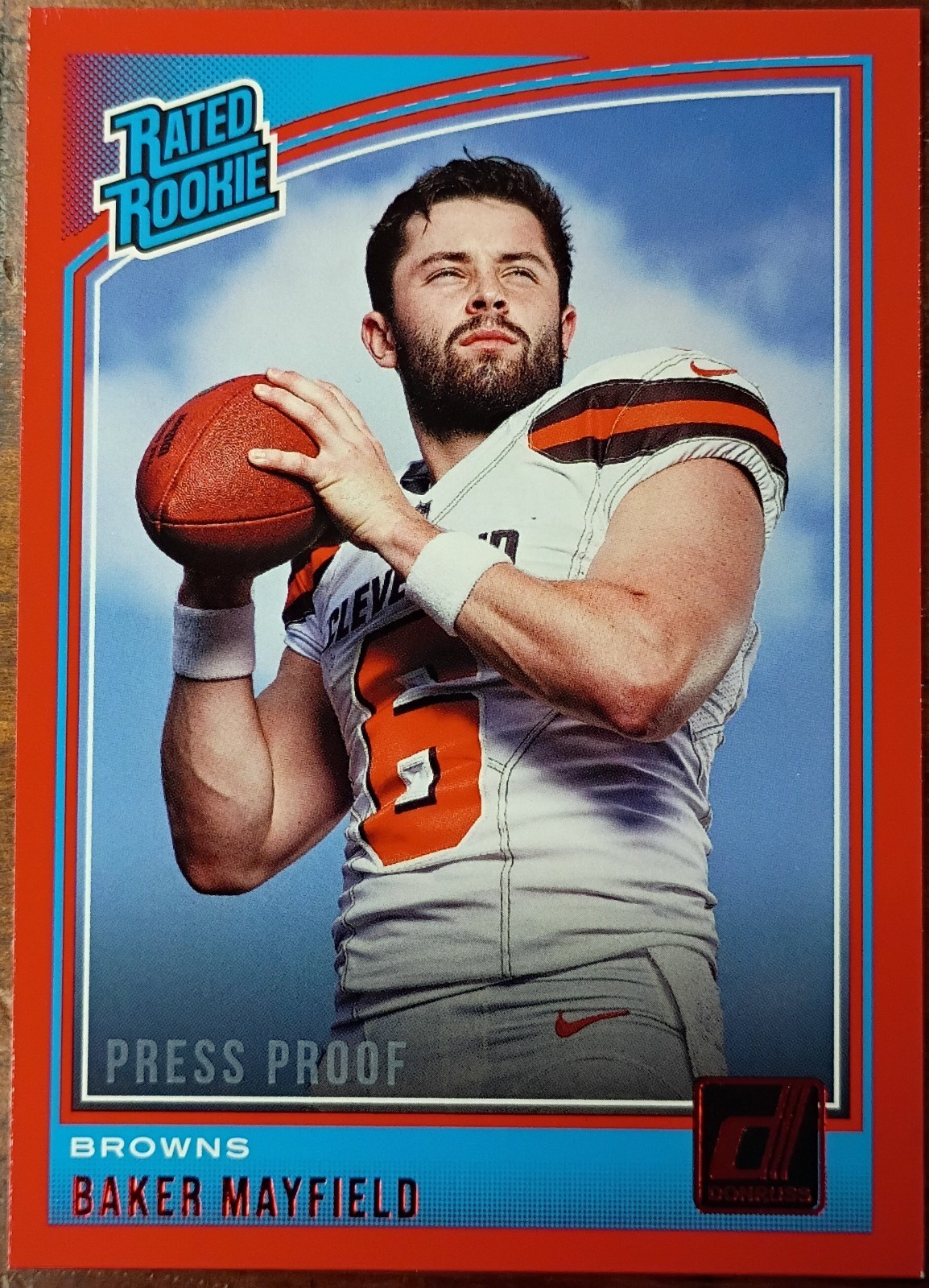 2018 Baker Mayfield Panini Donruss Rated Rookie RC Press Proof Red #303